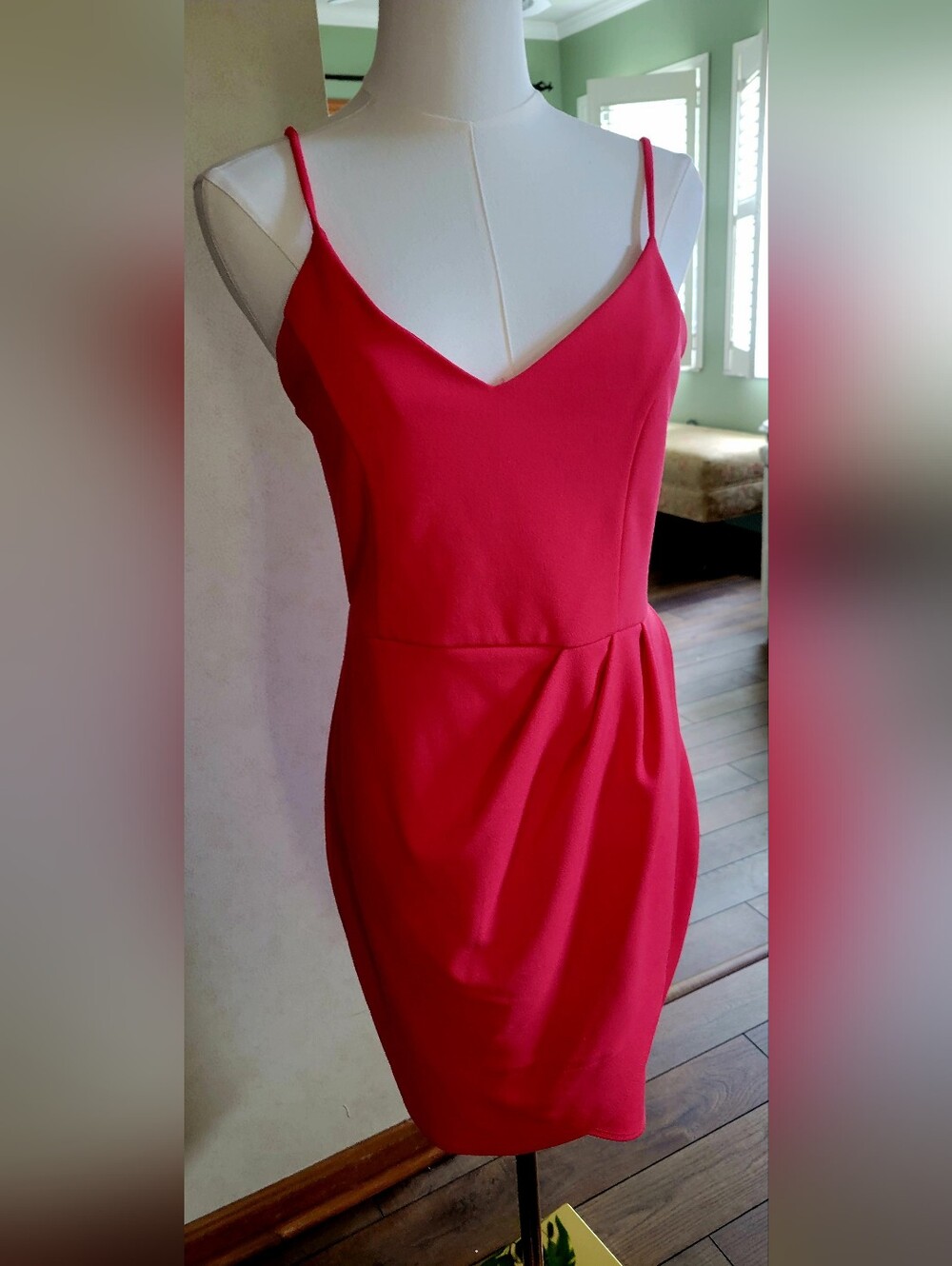 Lulu's Summer SUNSET Otange Strapless-Look V-Neck Cocktail Dress